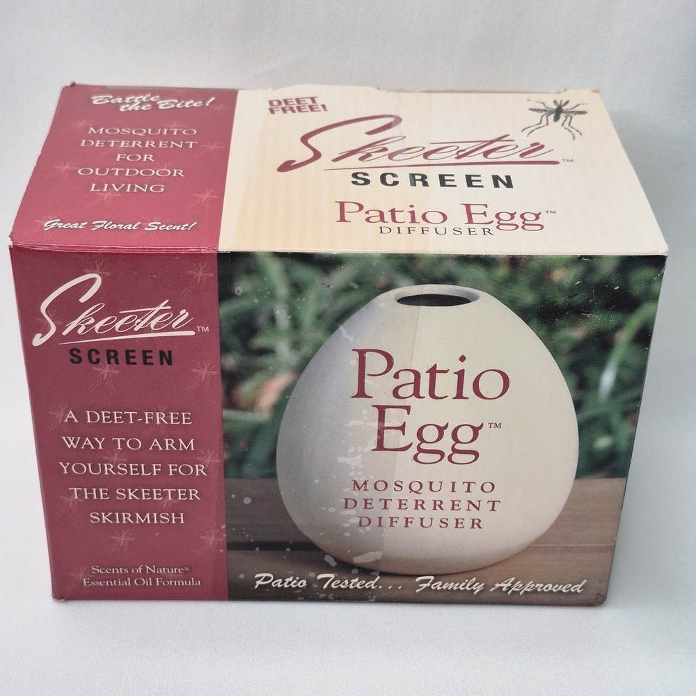 Skeeter Screen Patio Egg Mosquito Deterrent Diffuser Deet-Free Hang Table NEW